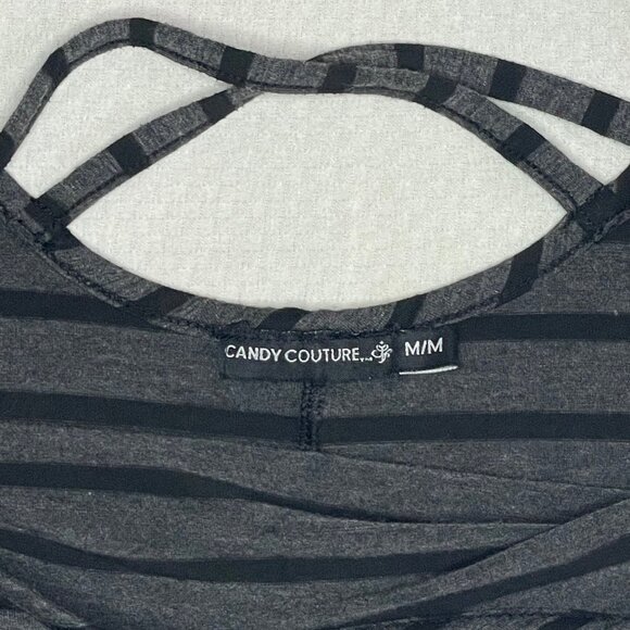 Candy Couture Gray and Black Striped High-Low Maxi Dress – Size Medium - Picture 3 of 6